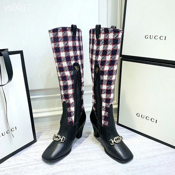 2020 autumn and winter europe and america show models knee-high handsome boots high-heeled square head color matching leather knight boots, Black 
2020 autumn and winter europe and america show models knee-high handsome boots high-heeled square head color matching leather knight boots, Black