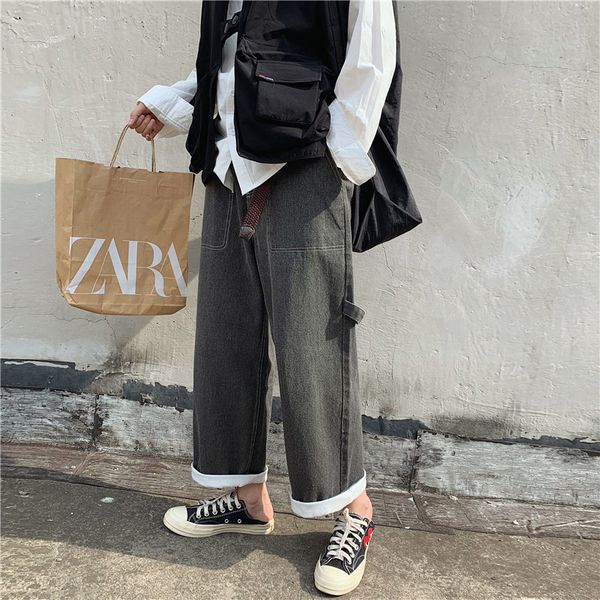 2019 men's baggy homme wide leg pants cargo pocket black color jeans fashion trend casual pants loose trousers plus size -2xl, Blue
2019 men's baggy homme wide leg pants cargo pocket black color jeans fashion trend casual pants loose trousers plus size -2xl, Blue