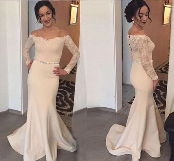 long sleeves lace champagne prom dresses mermaid off the shoulder satin full length evening formal dress for women girl, Black
long sleeves lace champagne prom dresses mermaid off the shoulder satin full length evening formal dress for women girl, Black