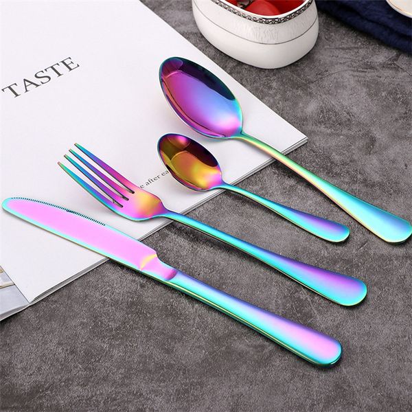 rainbow cutlery set stainless steel flatware set 4 piece dinnerware set knife fork spoon tableware wholesale
rainbow cutlery set stainless steel flatware set 4 piece dinnerware set knife fork spoon tableware wholesale