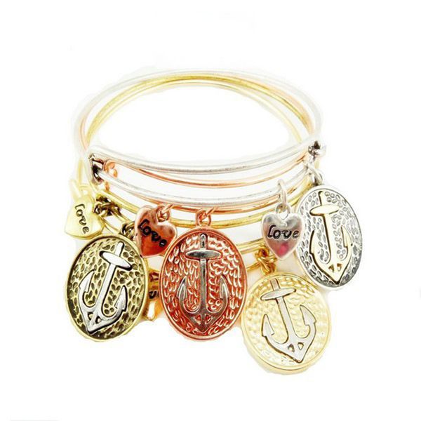 zinc alloy vintage four-color anchor love heart charm adjustable bangle bracelet creative women men jewelry designer bracelet gift, Black
zinc alloy vintage four-color anchor love heart charm adjustable bangle bracelet creative women men jewelry designer bracelet gift, Black