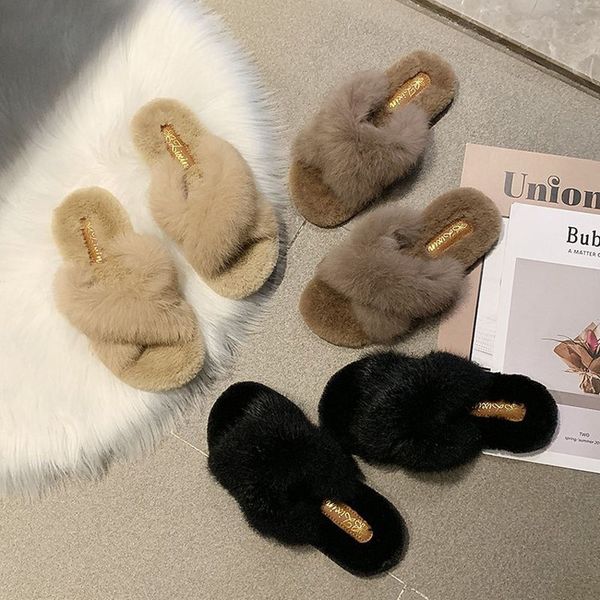 ladies hair slippers winter wear new lazy fashion versatile flat bottom anti-slip cross web celebrity hair slippers, Black
ladies hair slippers winter wear new lazy fashion versatile flat bottom anti-slip cross web celebrity hair slippers, Black
