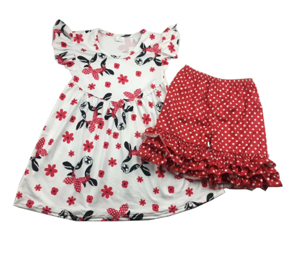 popular short sleeve character baby girl ruffle suit kids wearing clothing, White
popular short sleeve character baby girl ruffle suit kids wearing clothing, White