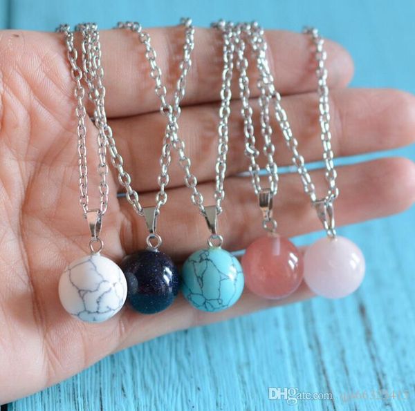 new style spherical natural stone amethyst crystal blue turquoise pendant couple necklace 7 styles for women and men round natural stone ne, Silver
new style spherical natural stone amethyst crystal blue turquoise pendant couple necklace 7 styles for women and men round natural stone ne, Silver