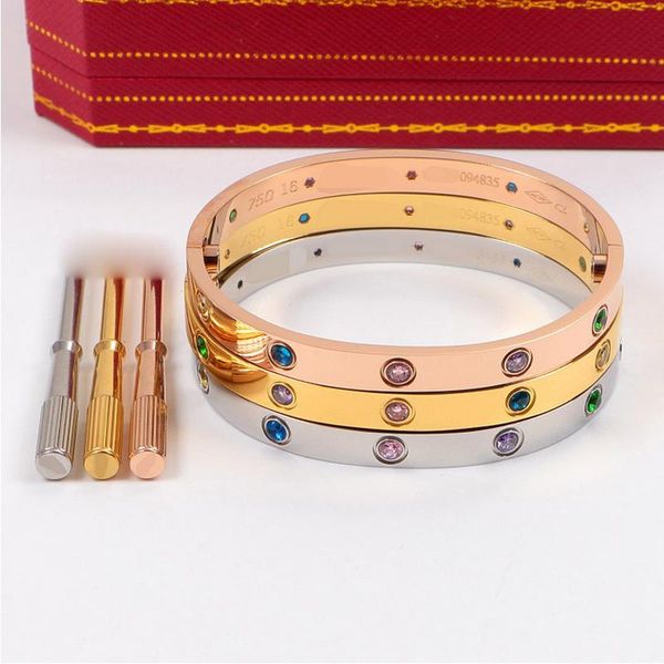 new stainless steel love bracelet bangles for women with ten cz colorful diamond cuff bangle men screwdriver bracelet for lovers jewelry2020, Black
new stainless steel love bracelet bangles for women with ten cz colorful diamond cuff bangle men screwdriver bracelet for lovers jewelry2020, Black