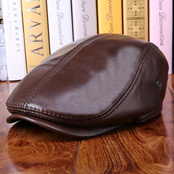 2019 warm earmuffs men's leather beret genuine cow leather hat forward cap spring autumn fashion cowhide ear protection, Blue;gray 
2019 warm earmuffs men's leather beret genuine cow leather hat forward cap spring autumn fashion cowhide ear protection, Blue;gray