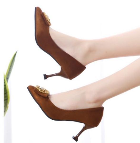 2019 women's shoes in spring and autumn with new style high heel fine heel pointed end suede@193, Black
2019 women's shoes in spring and autumn with new style high heel fine heel pointed end suede@193, Black