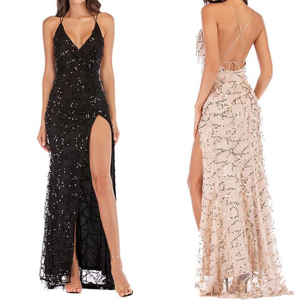 women bodycon sequins long maxi dress ladies summer backless split tassels mermaid dresses party v-neck draped vestidos top, Black;pink
women bodycon sequins long maxi dress ladies summer backless split tassels mermaid dresses party v-neck draped vestidos top, Black;pink