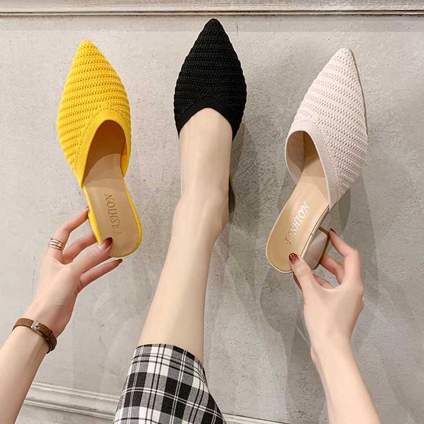 female shoes womens slippers outdoor heeled mules slides med flock square heel fashion pointed toe loafers 2020 soft summer, Black
female shoes womens slippers outdoor heeled mules slides med flock square heel fashion pointed toe loafers 2020 soft summer, Black