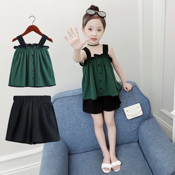 summer new fashion toddler baby kids girls sleeveless ruched strap solid shorts pants outifts set roupa infantil z4, White
summer new fashion toddler baby kids girls sleeveless ruched strap solid shorts pants outifts set roupa infantil z4, White