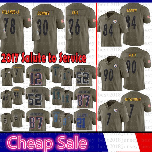 Pittsburgh 2017 Steelers Salute to Service 84 Antonio Brown Jersey 90 T.J. Watt 7 Ben Roethlisberger 26 Bell 78 Villanueva 30 James Conner
Pittsburgh 2017 Steelers Salute to Service 84 Antonio Brown Jersey 90 T.J. Watt 7 Ben Roethlisberger 26 Bell 78 Villanueva 30 James Conner