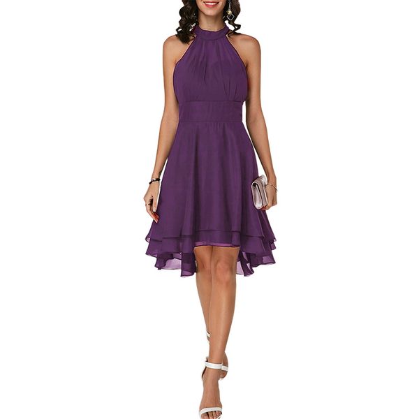 women summer chiffon dress solid color cutout back keyhole sleeveless a-line dress layered asymmetric pleated party dresses, Black;gray
women summer chiffon dress solid color cutout back keyhole sleeveless a-line dress layered asymmetric pleated party dresses, Black;gray