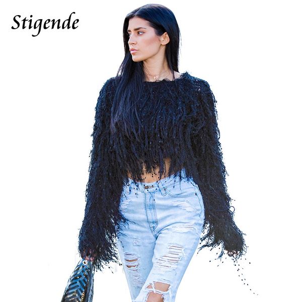 stigende woman o neck knitting sweater pullovers tassels club party crop pullover elegant long sleeve crochet clubwear, White;black
stigende woman o neck knitting sweater pullovers tassels club party crop pullover elegant long sleeve crochet clubwear, White;black