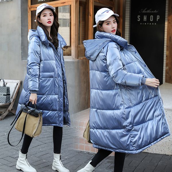2019 winter new style pu bright surface cotton coat women's dongdaemun cotton-padded jacket long over-the-knee ins cotton-padded, Blue;black
2019 winter new style pu bright surface cotton coat women's dongdaemun cotton-padded jacket long over-the-knee ins cotton-padded, Blue;black