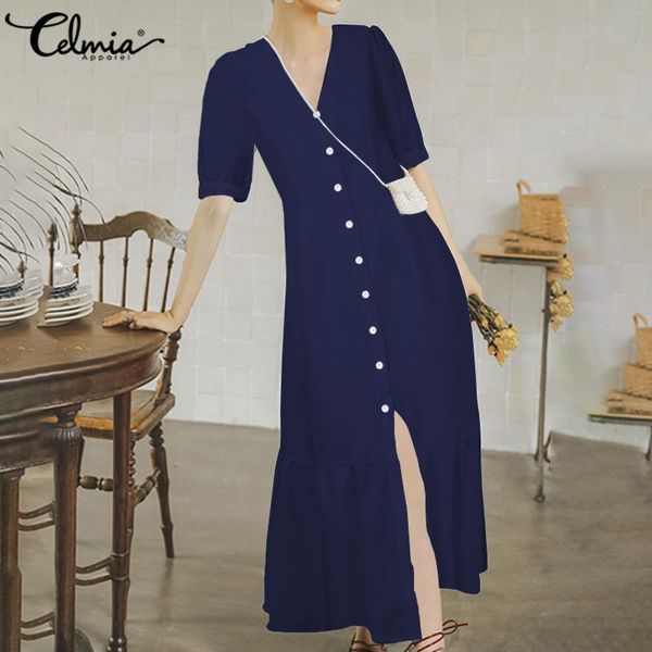 casual dresses 2021 fashion shirt dress celmia women v neck elegant button split hem party sundress short sleeve beach vestidos 5xl, Black;gray
casual dresses 2021 fashion shirt dress celmia women v neck elegant button split hem party sundress short sleeve beach vestidos 5xl, Black;gray