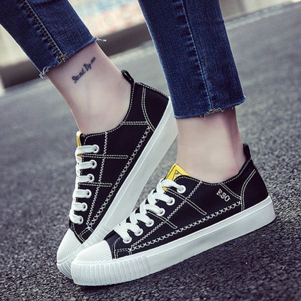 2019 spring new small white canvas women's shoes cloth shoes wild summer casual student shoes, Black
2019 spring new small white canvas women's shoes cloth shoes wild summer casual student shoes, Black
