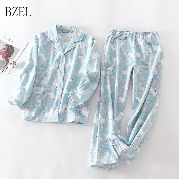 bzel women pajamas set autumn new cotton cartoon long sleeve cute sleepwear suit turn-down collar casual homewear female pyjamas, Blue;gray
bzel women pajamas set autumn new cotton cartoon long sleeve cute sleepwear suit turn-down collar casual homewear female pyjamas, Blue;gray