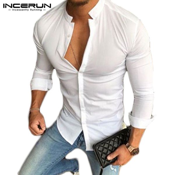 incerun stylish long sleeve men dress shirt solid stand collar cotton blouse slim fit business shirt brand camisa street 2019, White;black
incerun stylish long sleeve men dress shirt solid stand collar cotton blouse slim fit business shirt brand camisa street 2019, White;black