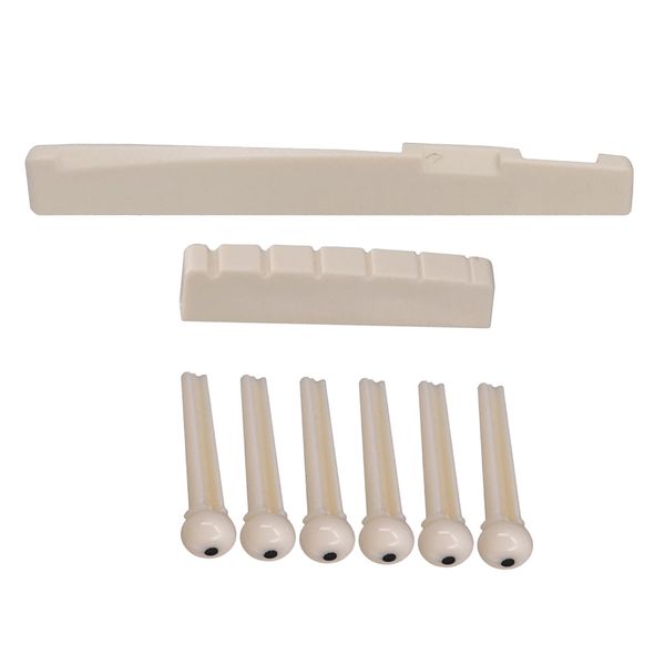 6 pieces guitar bridge pins, with guitar bridge saddle and groove replacement for classic acoustic guitar parts, white
6 pieces guitar bridge pins, with guitar bridge saddle and groove replacement for classic acoustic guitar parts, white