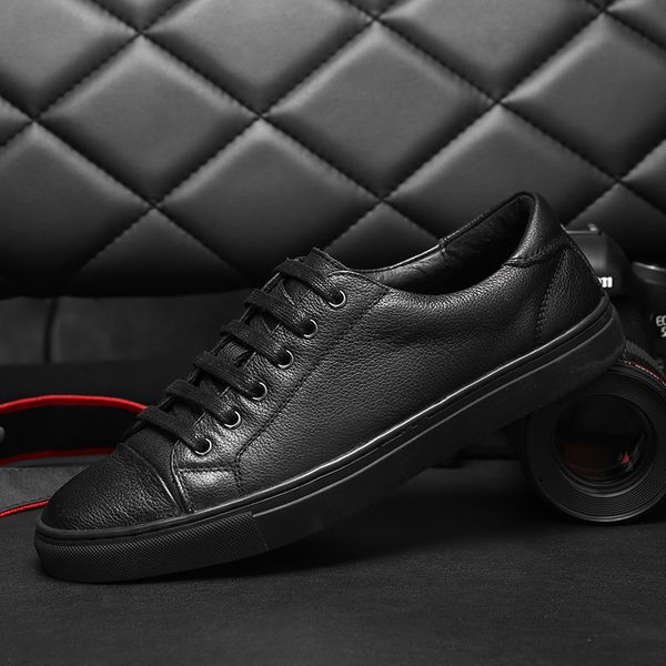 classic men shoes flat fashion sneakers men genuine leather lace up footwear walking breathable casual shoes a4, Black
classic men shoes flat fashion sneakers men genuine leather lace up footwear walking breathable casual shoes a4, Black
