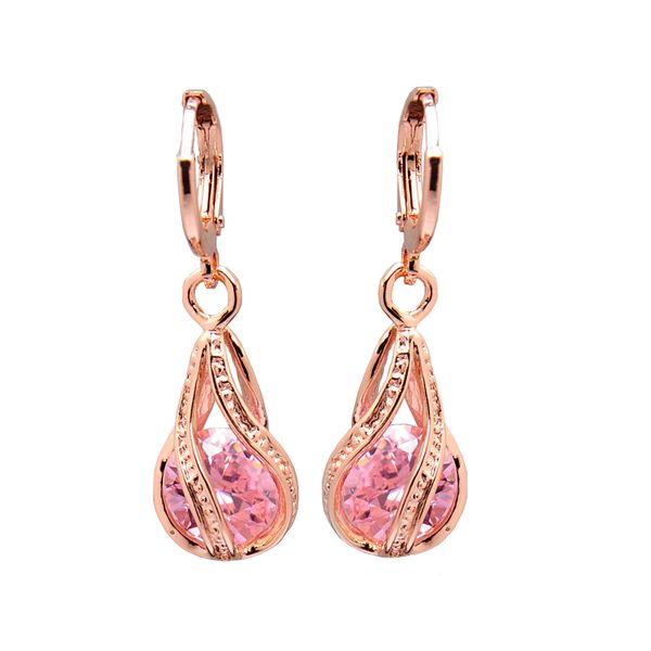 elegant pink cz crystal earrings rose gold color hollow out drop earrings for women wedding party costume jewelry brincos gift, Silver
elegant pink cz crystal earrings rose gold color hollow out drop earrings for women wedding party costume jewelry brincos gift, Silver