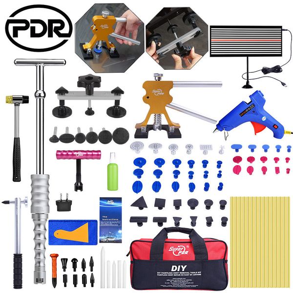 

91 * Paintless вмятина ремонт съемник Lifter PDR наборы инструментов T бар молоток ж / LED свет