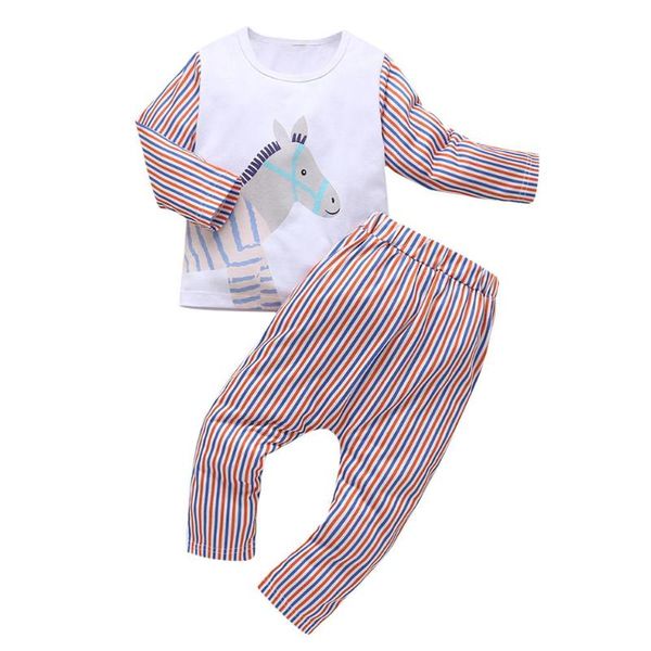 children sets toddle boy kids cartoon horse long-sleeves spring autumn personality printing striped european clothes, White
children sets toddle boy kids cartoon horse long-sleeves spring autumn personality printing striped european clothes, White