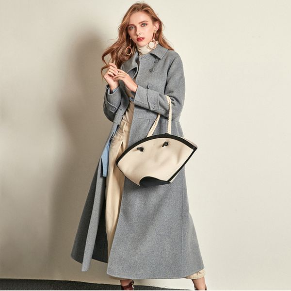 temperament high-end double-sided cashmere coat women 2019 autumn and winter wool coat over the knee long single-breasted cc155, Black
temperament high-end double-sided cashmere coat women 2019 autumn and winter wool coat over the knee long single-breasted cc155, Black