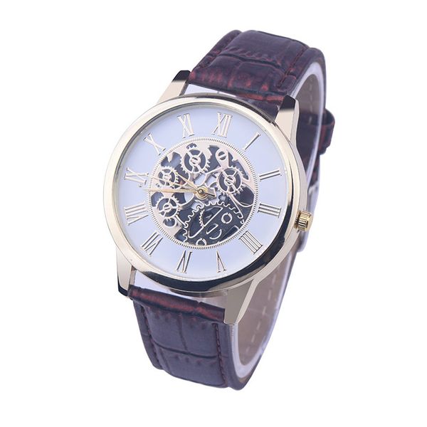 

mens watches rome digital leather band analog dial quartz wrist watch relogio masculino reloj hombre 2019 #03, Slivery;brown