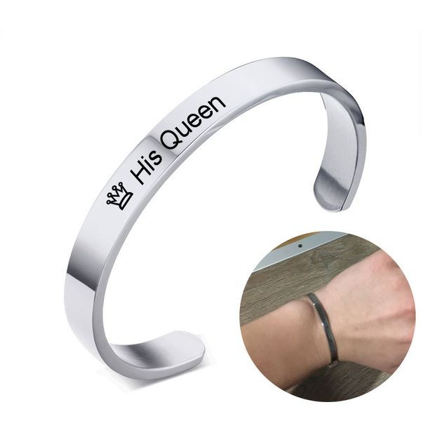 bangle silver color customized name his queen stainless steel open cuff bangles lovers bracelet 8mm for men women fashion jewelry, Black
bangle silver color customized name his queen stainless steel open cuff bangles lovers bracelet 8mm for men women fashion jewelry, Black