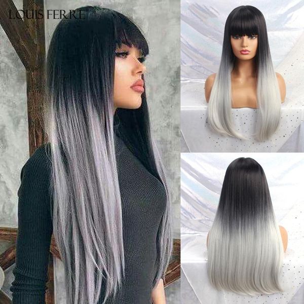 louis ferre long straight synthetic wigs with bangs ombre black white wigs for black women afro heat resistant fiber fake hair
louis ferre long straight synthetic wigs with bangs ombre black white wigs for black women afro heat resistant fiber fake hair