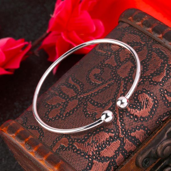 women girl silver plated alloy bangle bracelet open cuff simple jewelry, Black
women girl silver plated alloy bangle bracelet open cuff simple jewelry, Black