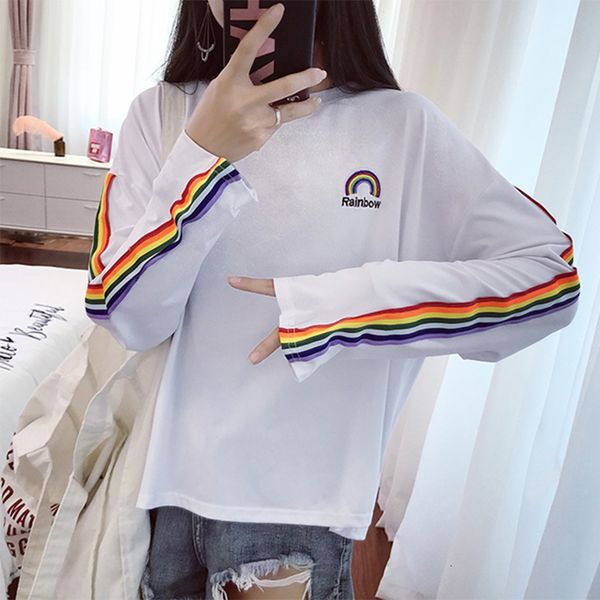 women tshirt womens designer t shirts rainbow striped kawaii mouw soft loose work korean style womens tea beautiful womens all, White
women tshirt womens designer t shirts rainbow striped kawaii mouw soft loose work korean style womens tea beautiful womens all, White