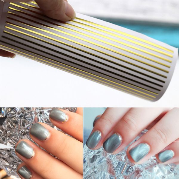 mybormula 1 sheet gold/sliver/rose gold 3d nail sticker curve stripe lines nails stickers nail art adhesive transfer sticker, Black
mybormula 1 sheet gold/sliver/rose gold 3d nail sticker curve stripe lines nails stickers nail art adhesive transfer sticker, Black