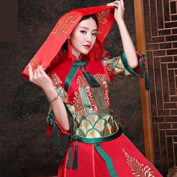 mandarin collar overseas chinese qipao asian bride dress satin tassel toast clothing elegant exquisite vintage vestidos costume, Red
mandarin collar overseas chinese qipao asian bride dress satin tassel toast clothing elegant exquisite vintage vestidos costume, Red