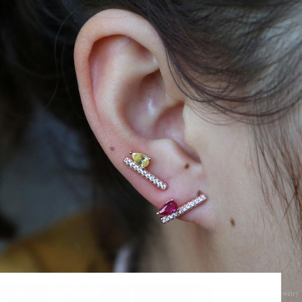 rose gold plated simple cz bar earring paved clear cz red yellow tear drop cubic zirconia stud earring for girl, Golden;silver
rose gold plated simple cz bar earring paved clear cz red yellow tear drop cubic zirconia stud earring for girl, Golden;silver