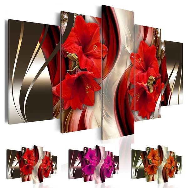 fashion wall art canvas painting 5 pieces red orange purple abstract lilies flower modern home decoration,no frame
fashion wall art canvas painting 5 pieces red orange purple abstract lilies flower modern home decoration,no frame