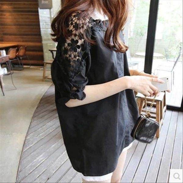 2019 plus size women's fat mm shoulder-exposed slim shirt hollow lace half sleeve women's shirt, White
2019 plus size women's fat mm shoulder-exposed slim shirt hollow lace half sleeve women's shirt, White