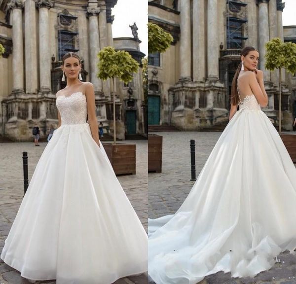 new arrival bohemian a line wedding dresses sheer jewel neck tulle lace applique sweep train illusion button back wedding dress bridal gowns, White
new arrival bohemian a line wedding dresses sheer jewel neck tulle lace applique sweep train illusion button back wedding dress bridal gowns, White