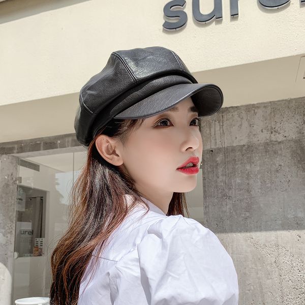 kms pu leather octagonal hat ladies autumn and winter fashion wild england hat duck tongue, Blue;gray
kms pu leather octagonal hat ladies autumn and winter fashion wild england hat duck tongue, Blue;gray