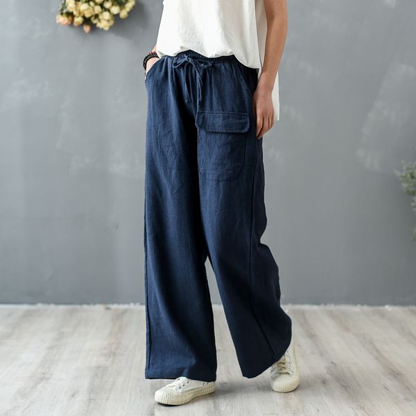 johnature women vintage wide leg pants cotton linen pockets trouser 2020 new spring elastic waist solid color casual pants, Black;white
johnature women vintage wide leg pants cotton linen pockets trouser 2020 new spring elastic waist solid color casual pants, Black;white