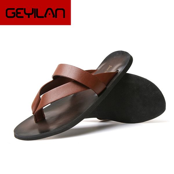 flat with beach fashion outside men's slippers leisure concise genuine leather summer flip flops sewing men shoes, Black
flat with beach fashion outside men's slippers leisure concise genuine leather summer flip flops sewing men shoes, Black
