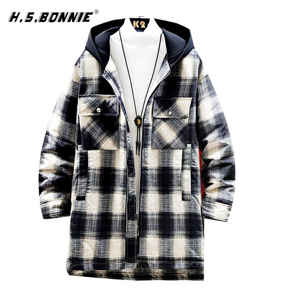 men's down & parkas h.s.bonnie 2021 jacket men winter warm 90% white duck hooded parka coat jaqueta masculino chaqueta hombre, Black
