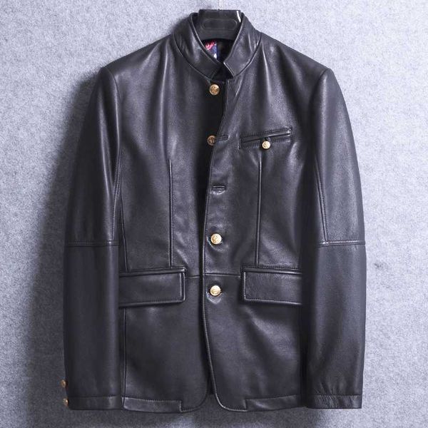 men's leather & faux short sheep skin fashion thin suit jacket autumn genuine coat male, Black
men's leather & faux short sheep skin fashion thin suit jacket autumn genuine coat male, Black