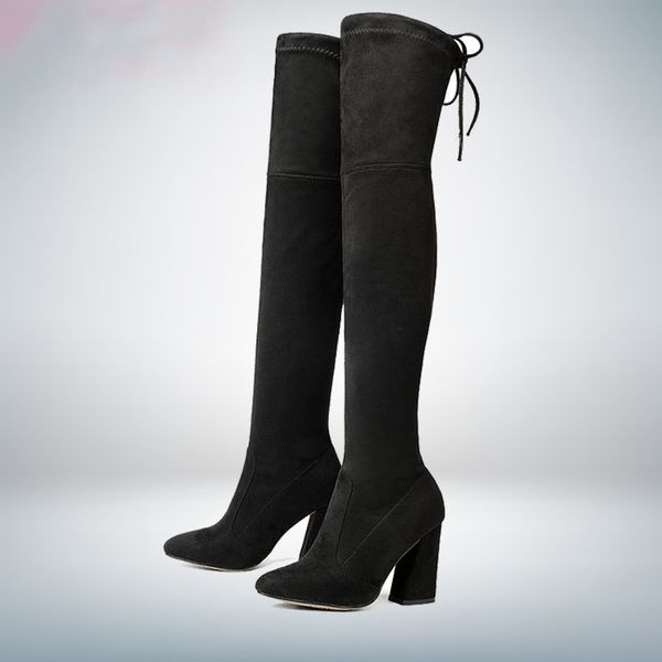 2020 new flock leather women over the knee boots lace up high heels autumn woman shoes winter women boots, Black
2020 new flock leather women over the knee boots lace up high heels autumn woman shoes winter women boots, Black