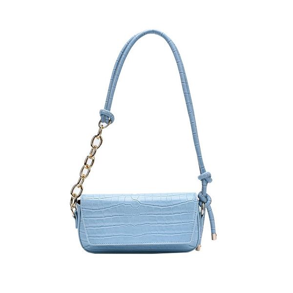 new female handbag stone pattern fashion women shoulder bag solid color wild messenger bag lady blue