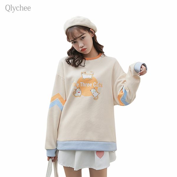 qlychee fleeced cartoon cat letter sweatshirts female long sleeve o neck streetwears spring autumn sweet women pullovers, Black
qlychee fleeced cartoon cat letter sweatshirts female long sleeve o neck streetwears spring autumn sweet women pullovers, Black