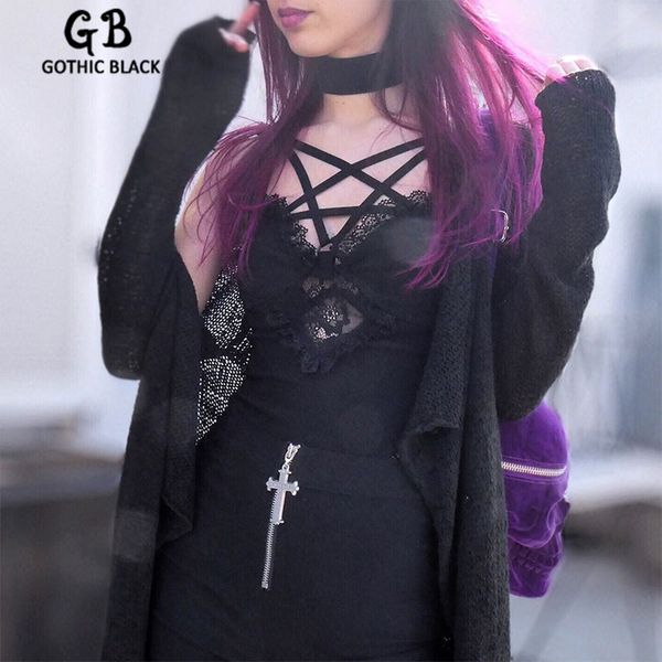 gothblack vintage solid color camis gothic women lace pentagram bandage hollow out tank female summer streetwear, White
gothblack vintage solid color camis gothic women lace pentagram bandage hollow out tank female summer streetwear, White