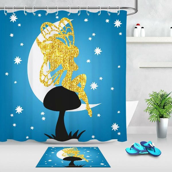 shower curtains dreamy golden fairy fabric curtain set 180cm bath accessories