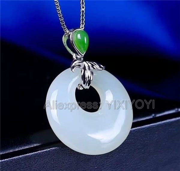 925 sterling silver white green hetian jade round dangle lucky pendant + chain necklace charm fine jewelry charm gift
925 sterling silver white green hetian jade round dangle lucky pendant + chain necklace charm fine jewelry charm gift